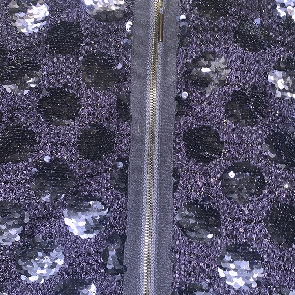 Anthropologie Elevenses Blue Sequinned Zip Up Jacket - Women’s Size XS - Picture 9 of 16